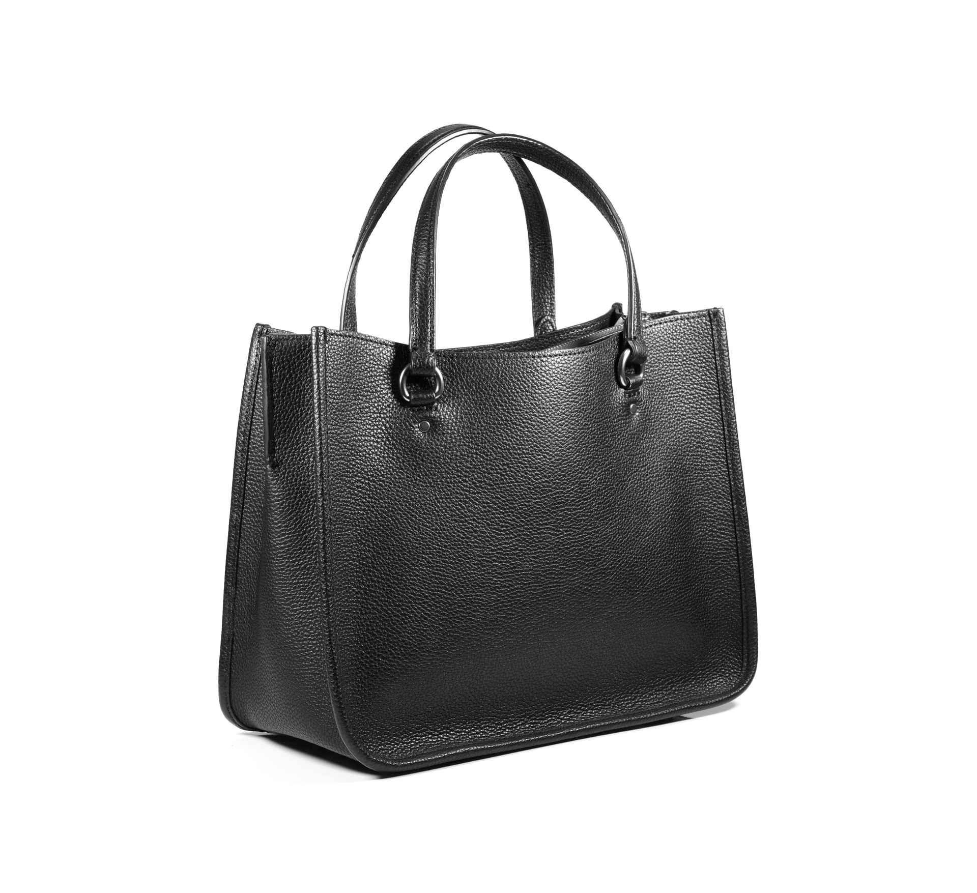 black leather handbag isolated on white